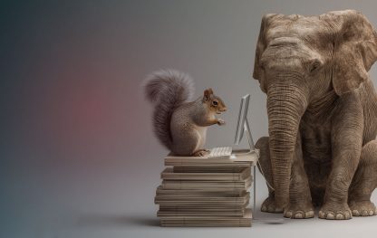 big vs small concept with elephant and squirrel, illustrating when to choose slm over llm