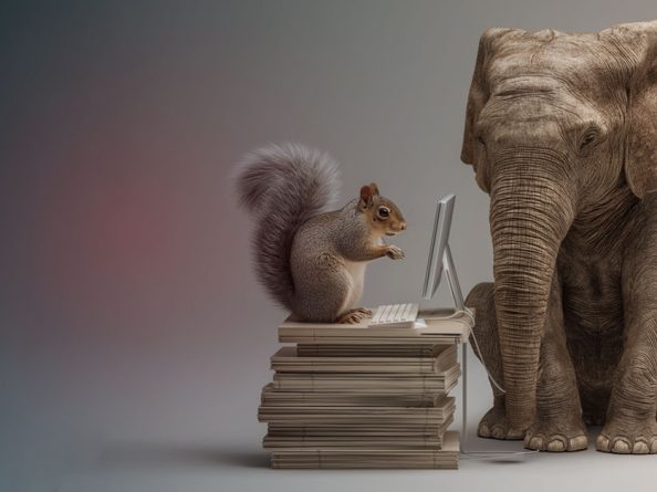 big vs small concept with elephant and squirrel, illustrating when to choose slm over llm
