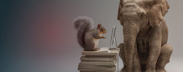 big vs small concept with elephant and squirrel, illustrating when to choose slm over llm